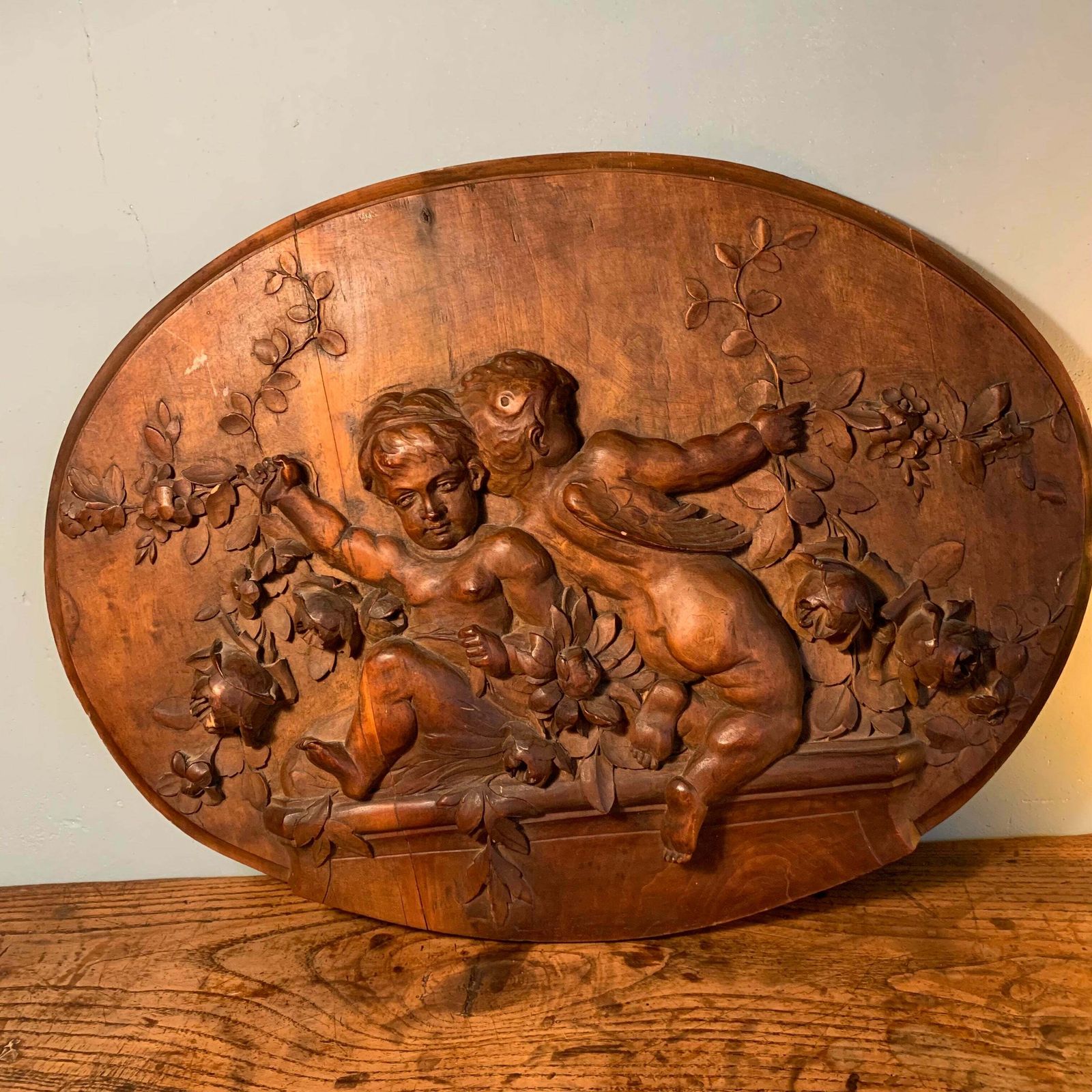Carved Wooden Bas Relief, 1800s photo buy