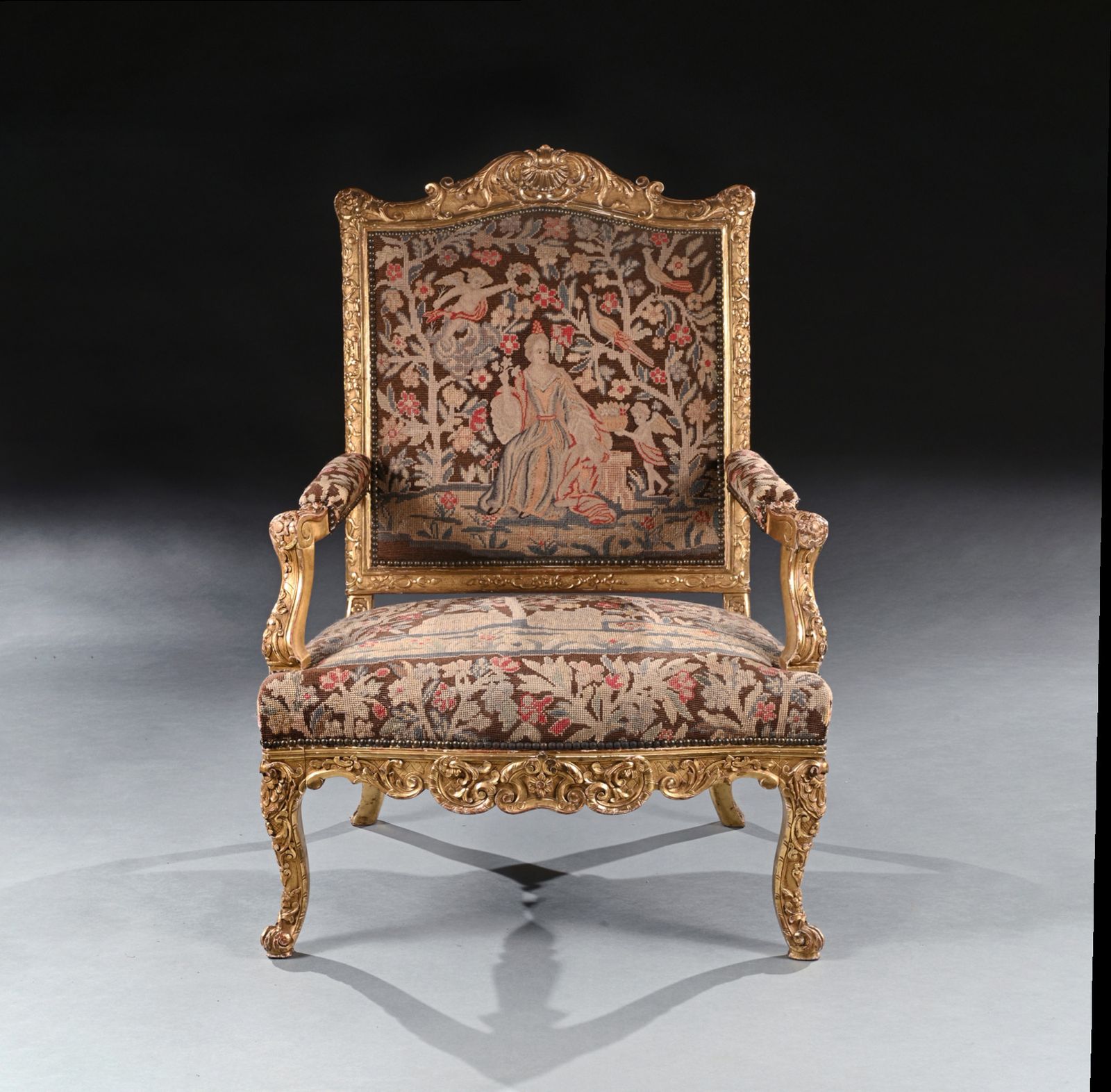 Fine 18th Century French Regency Period Giltwood Armchair photo for sale