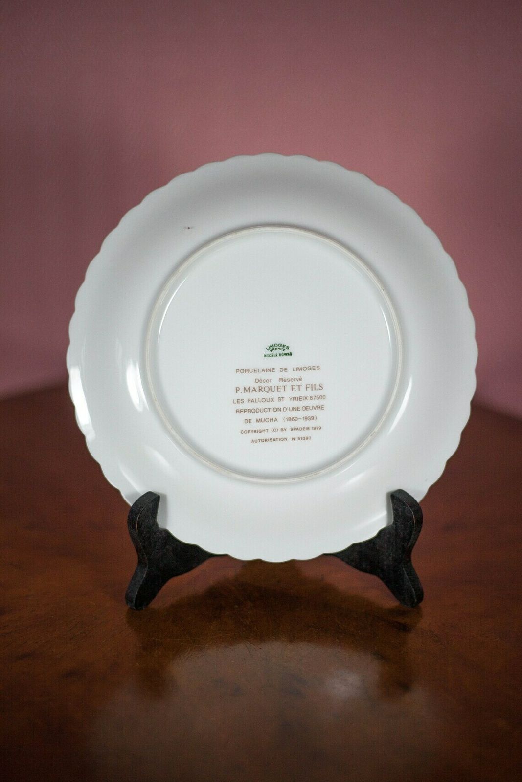 Limoges Porcelain Plate Mucha Reverie Du Soir By P.Marquet & Fils, Collection, Micha Daytime Hours, Art Nouveau, 70's photo 100.0