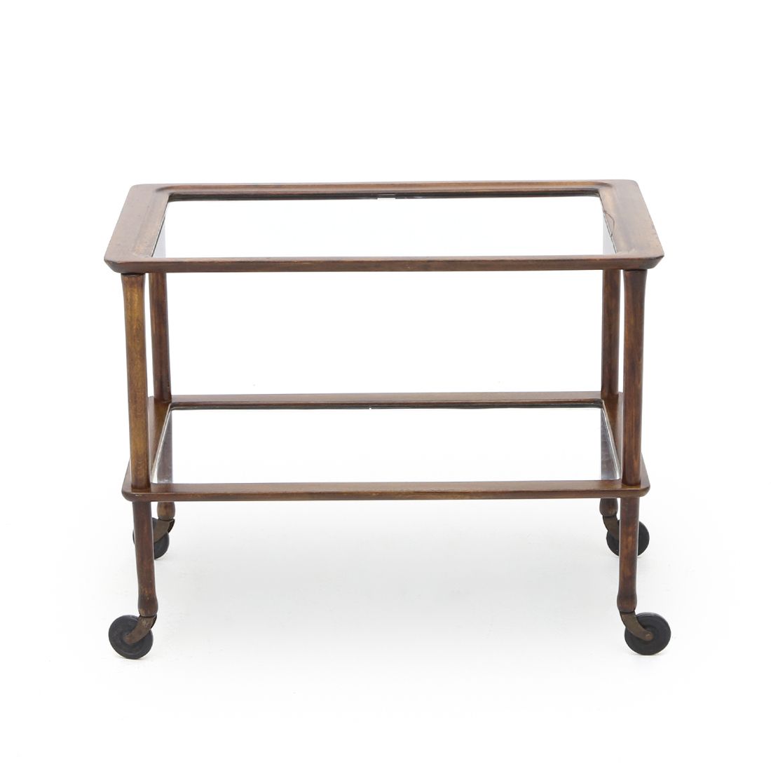 Wooden Cart With Glass Shelves, 1950s photo for sale