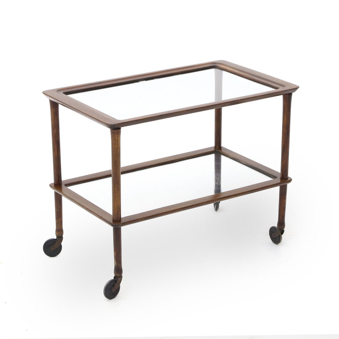 Wooden Cart With Glass Shelves, 1950s