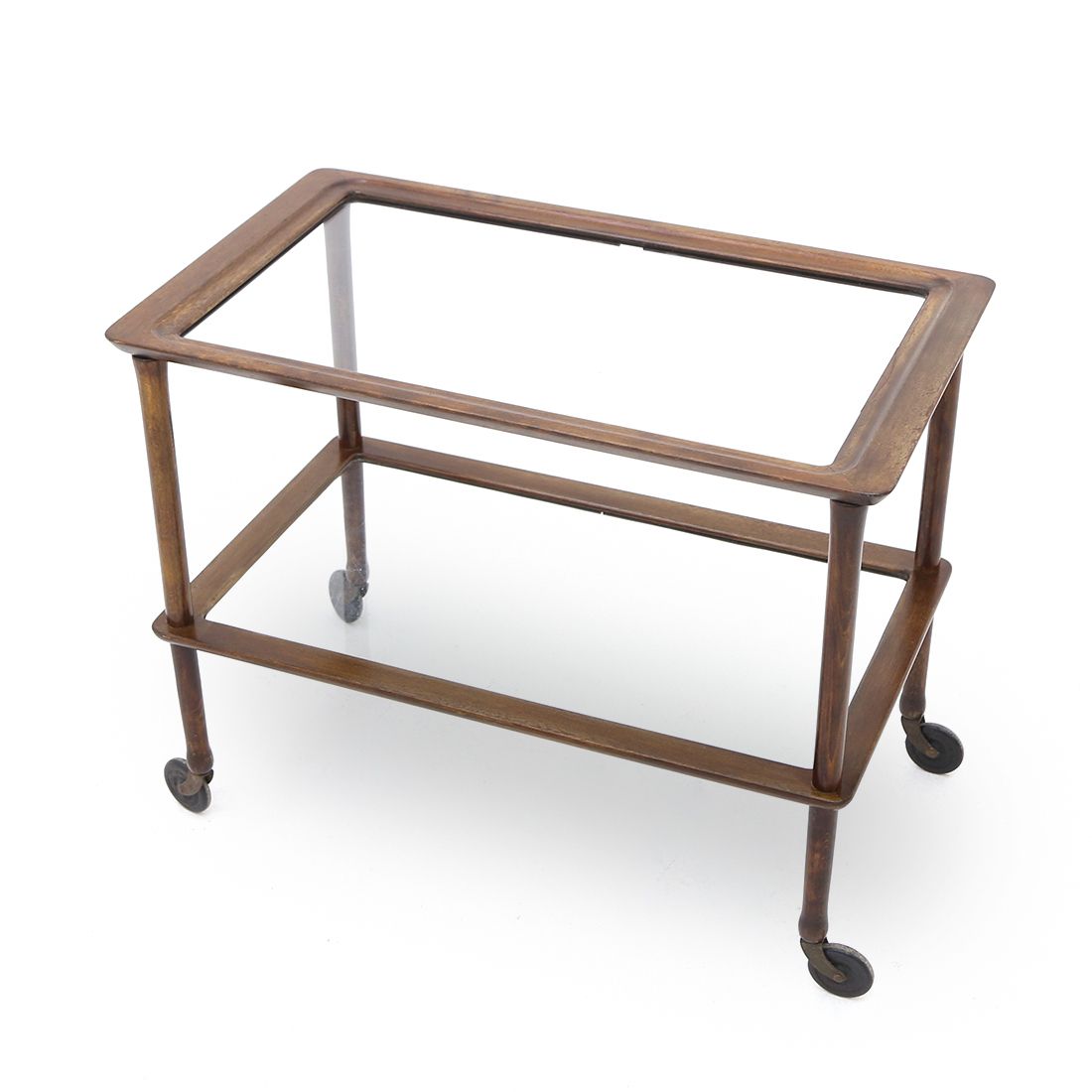 Wooden Cart With Glass Shelves, 1950s photo vintage