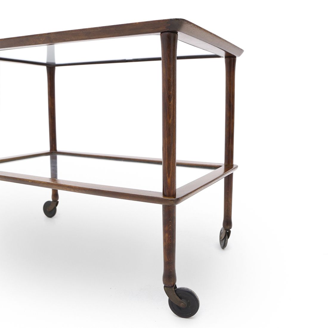 photo furniture Wooden Cart With Glass Shelves, 1950s
