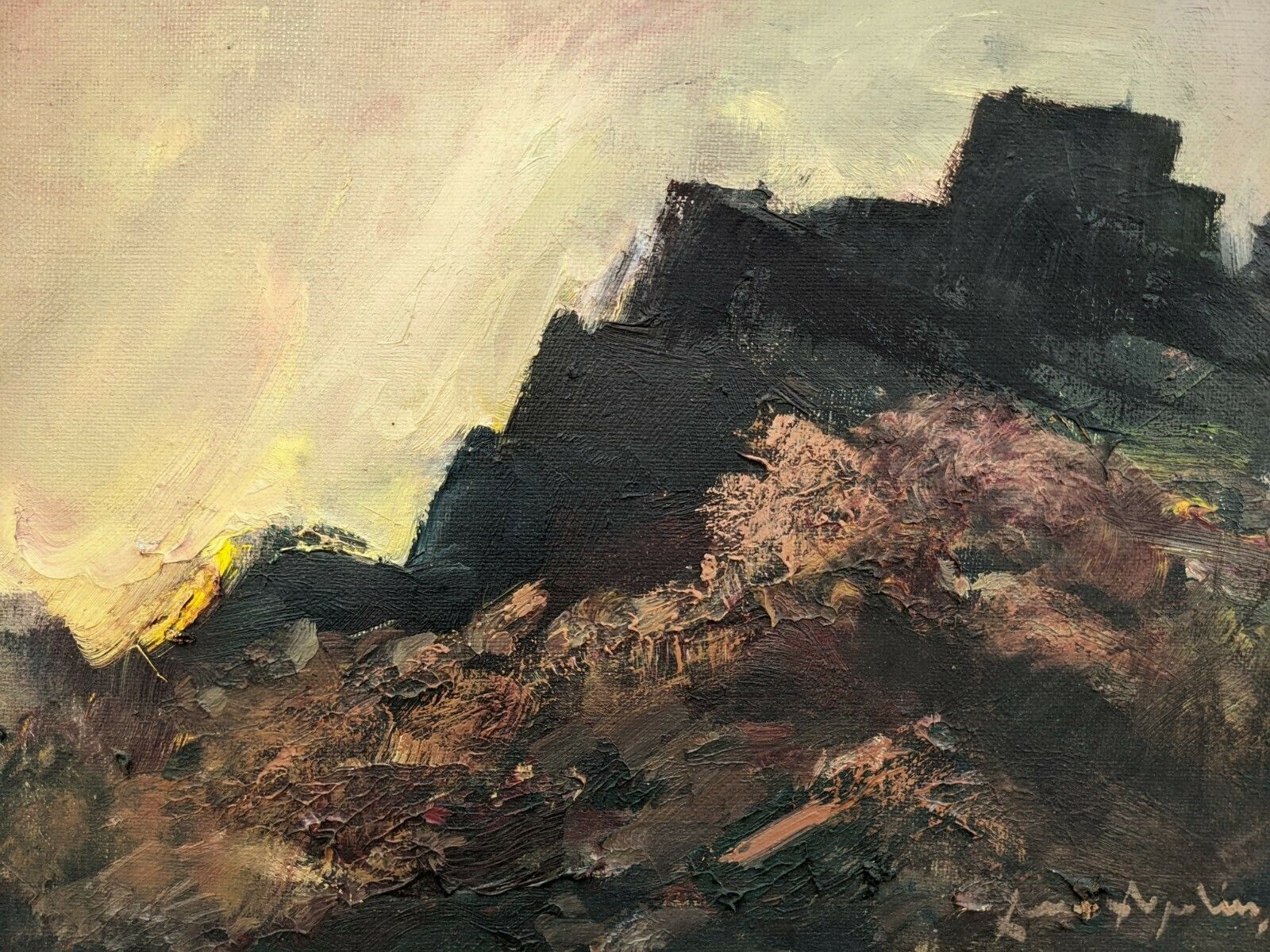 photo furniture A Dramatic Atmospheric Mid Century Modernist Landscape, Painted In Oil Onto Canvas.