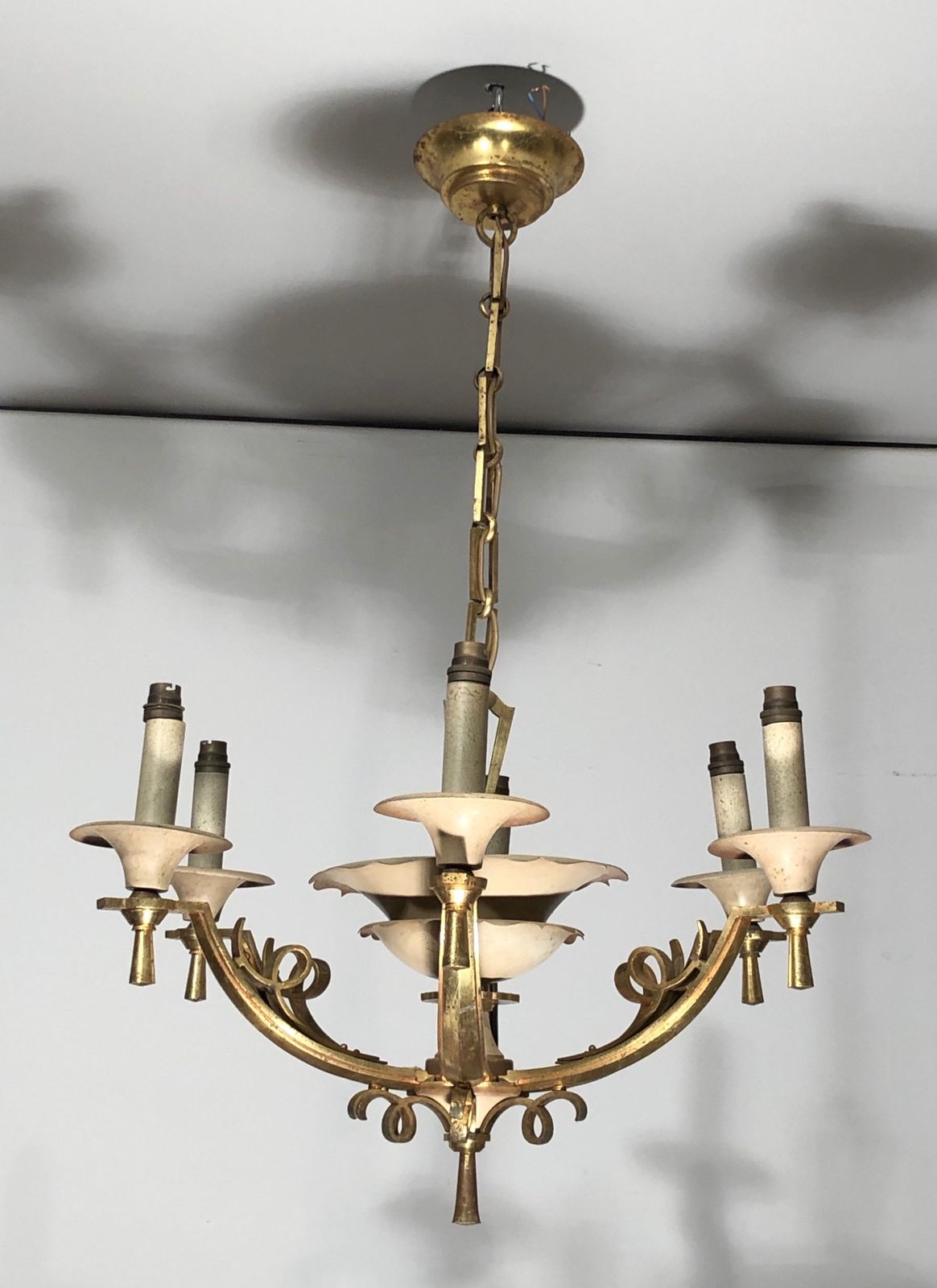 photo furniture Chandelier In Lacquered Metal And Brass. Around 1940