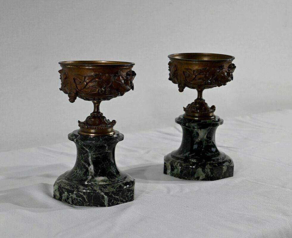 Pair Of Bronze And Marble Cups   Late 19th Century photo furniture