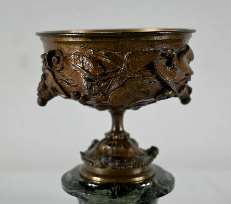 photo for sale Pair Of Bronze And Marble Cups   Late 19th Century