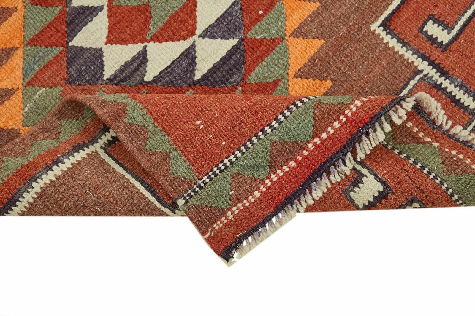 Handmade 318x 90 Cm Multicolor Boho Runner Kilim Rugs photo vinterior