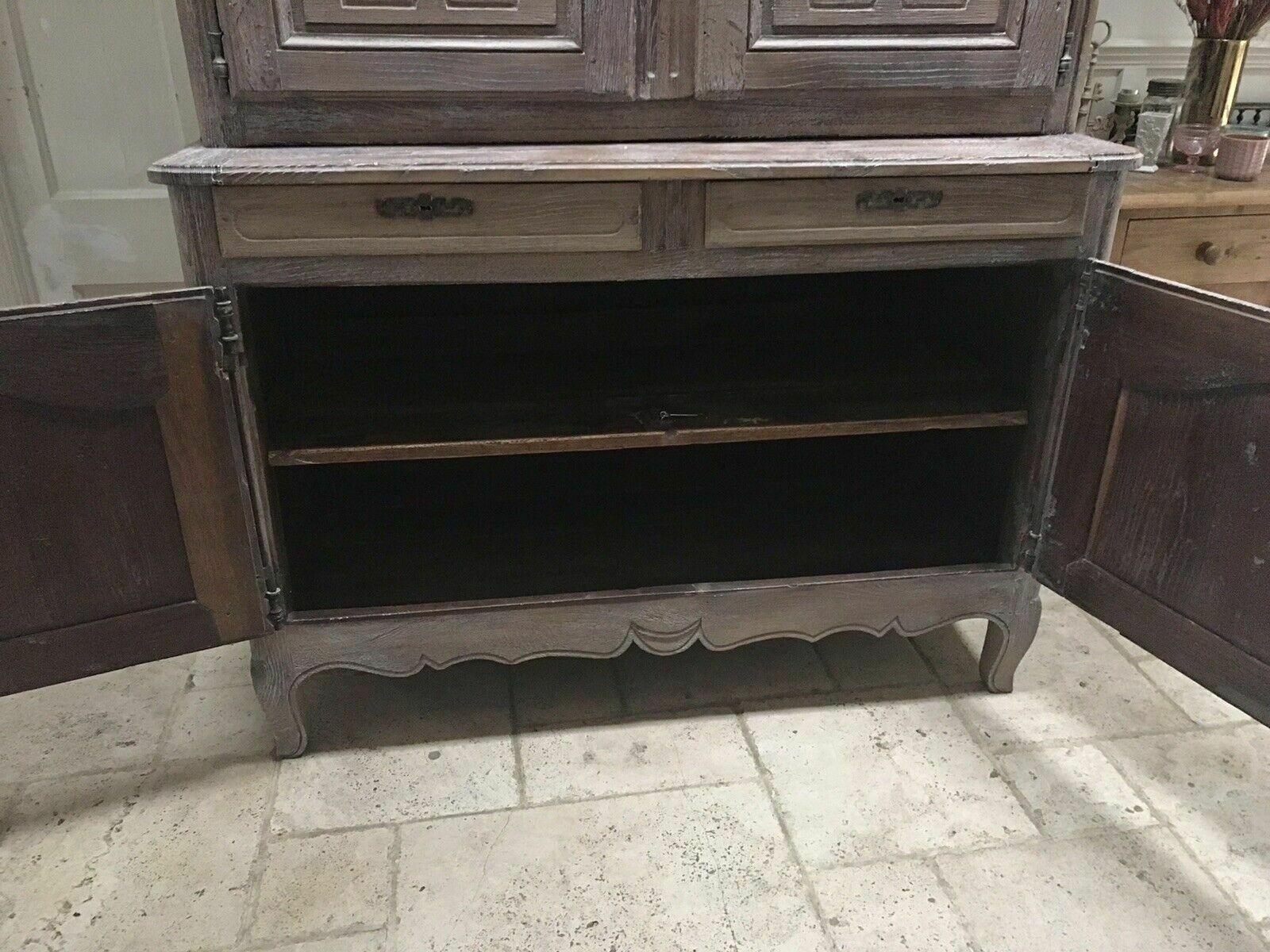 Large Antique French Limed Oak Dresser Buffet Cabinet Armoire Larder Cupboard photo buy