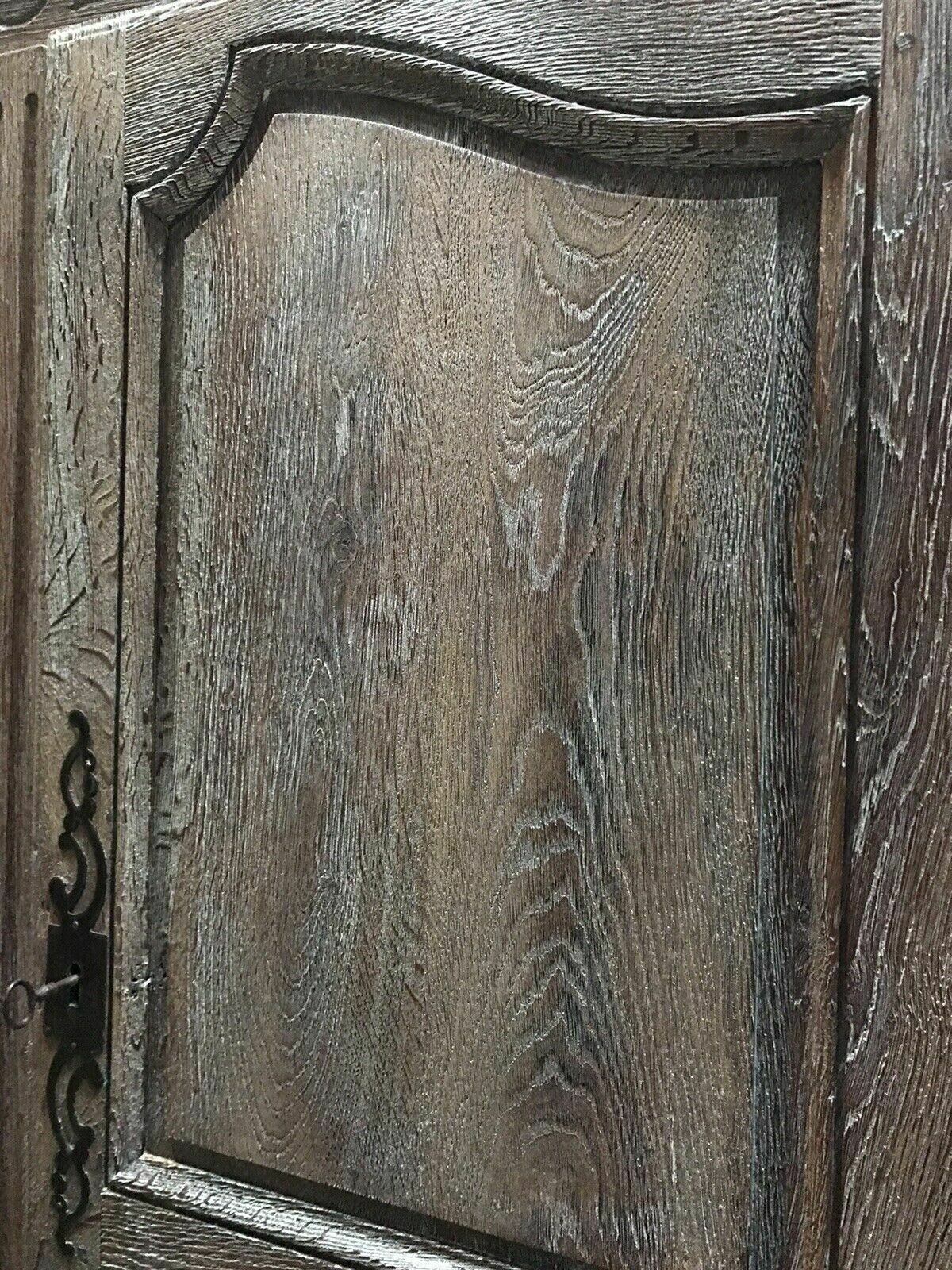 Furniture Large Antique French Limed Oak Dresser Buffet Cabinet Armoire Larder Cupboard photo