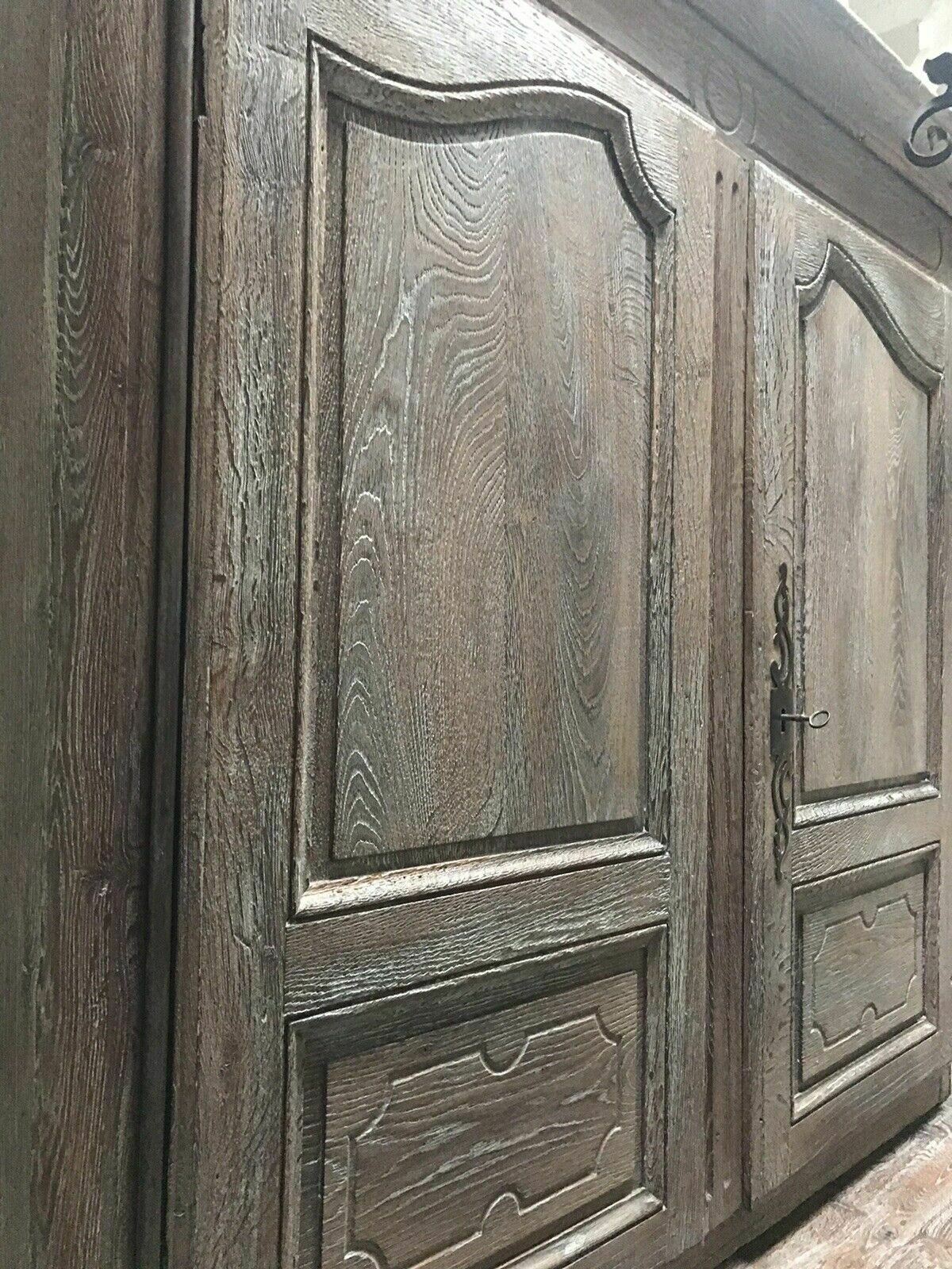 photo buy Large Antique French Limed Oak Dresser Buffet Cabinet Armoire Larder Cupboard