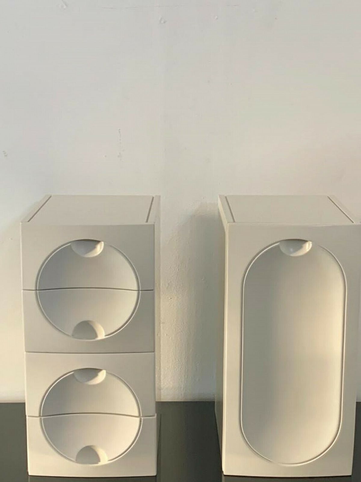 Pair Of Lacquered Wooden Cabinets In Space Age Style, 1970s photo furniture