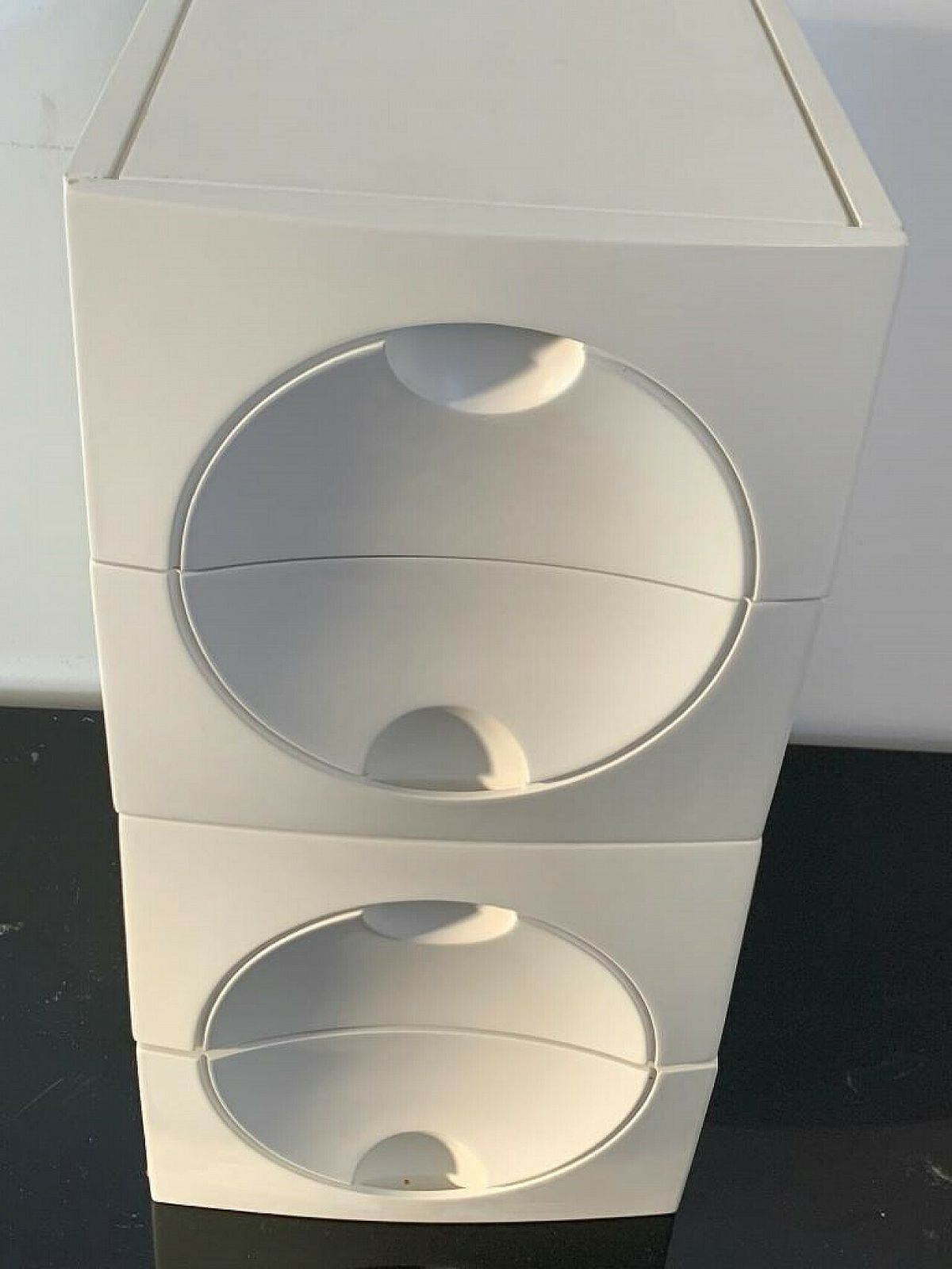 Pair Of Lacquered Wooden Cabinets In Space Age Style, 1970s photo vinterior