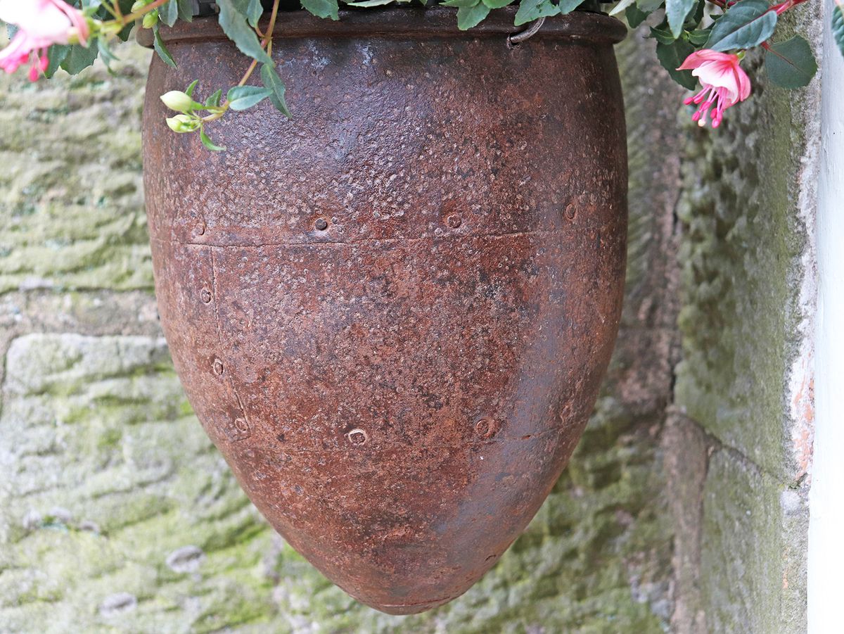 Vintage Metal Hanging Planter   Small photo furniture