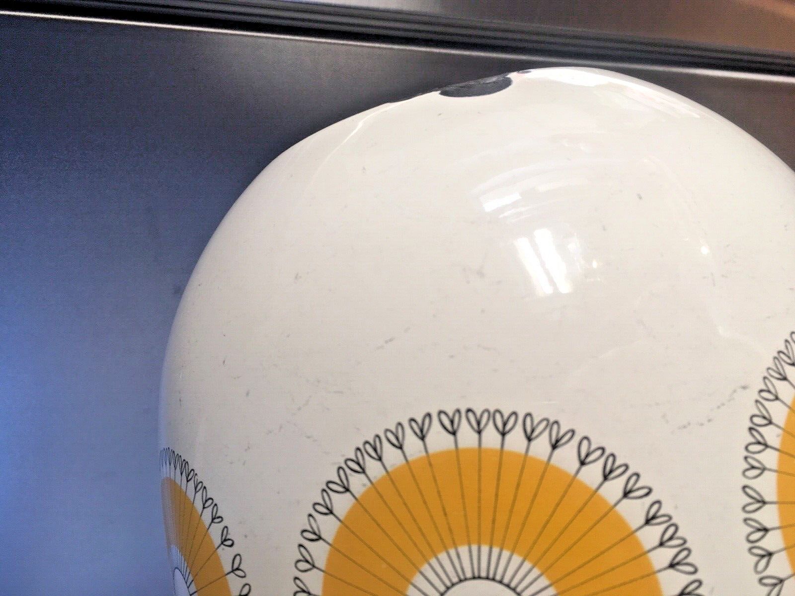 Mid Century 60's Enamel Finel Arabia Finland Sunflower Salad Bowl By Kaj Franck photo vinterior