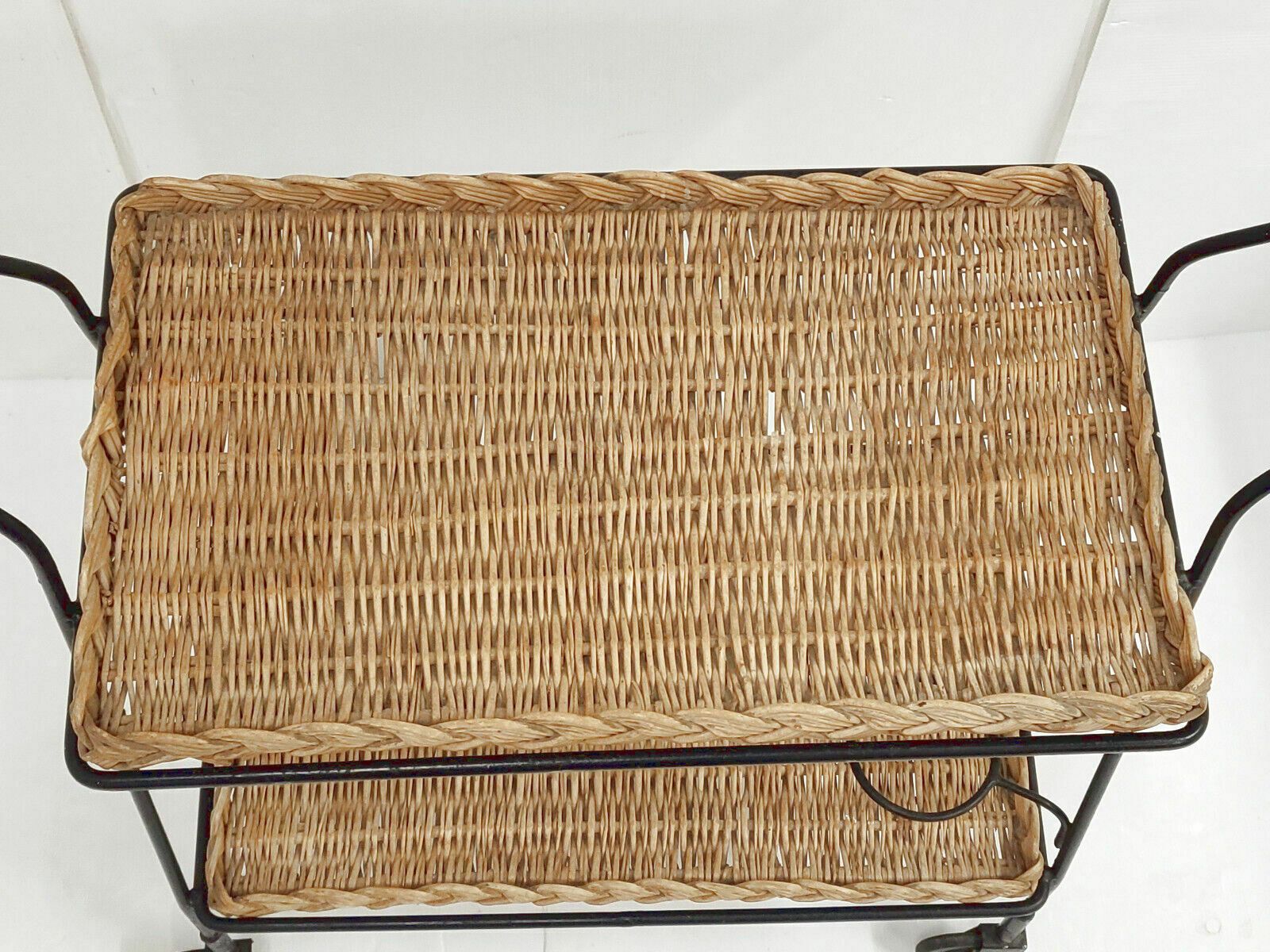 Rijdende Bar Vintage Jaren 1960 In Rotan En Staal photo Meubels