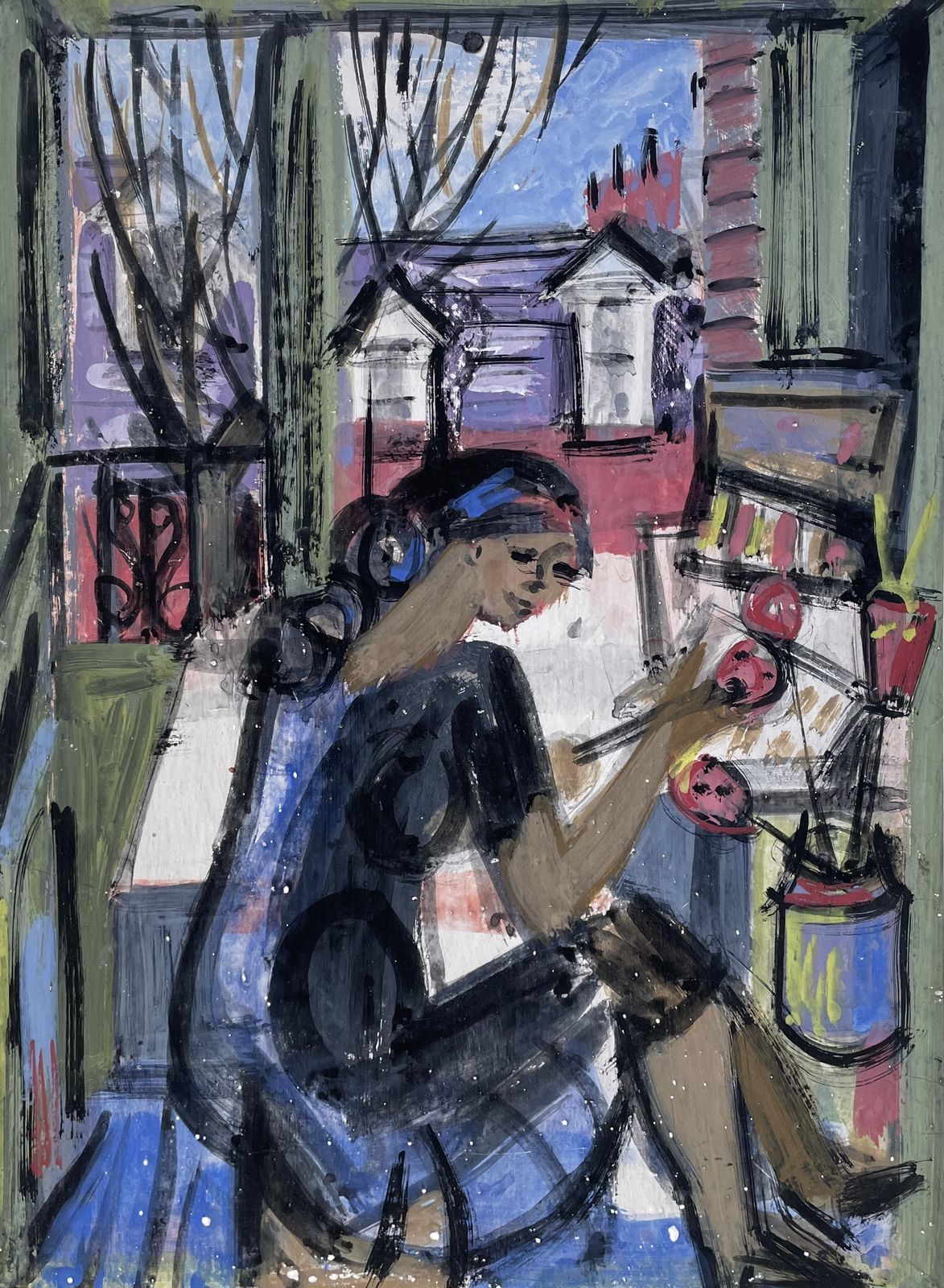 Girl Sitting At A Window, British Painting By Austin Taylor