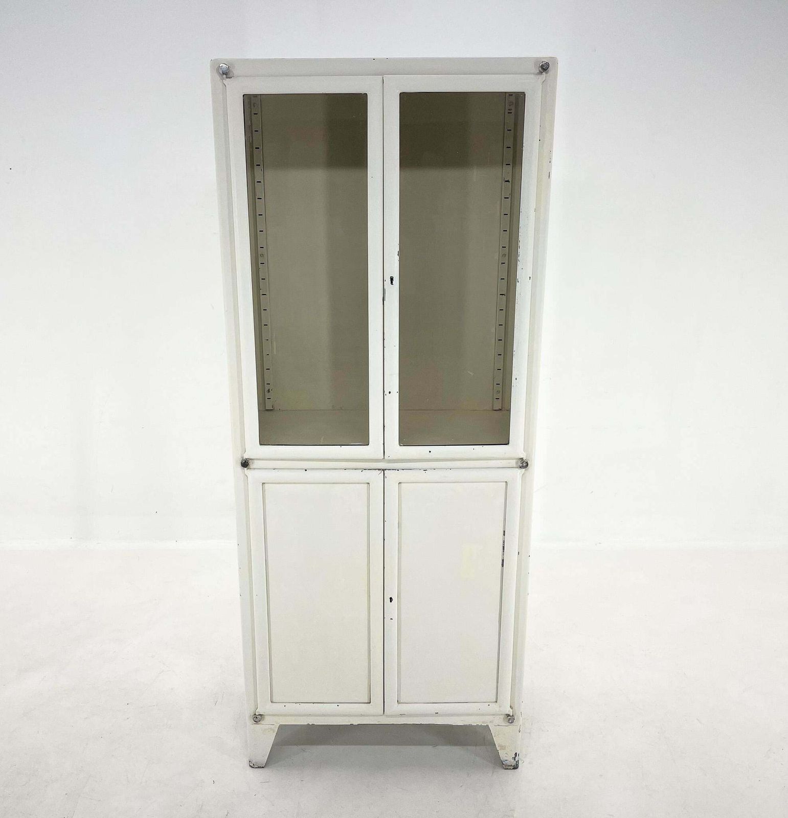 Vintage Iron & Glass Medical Cabinet, Czechoslovakia photo Furniture