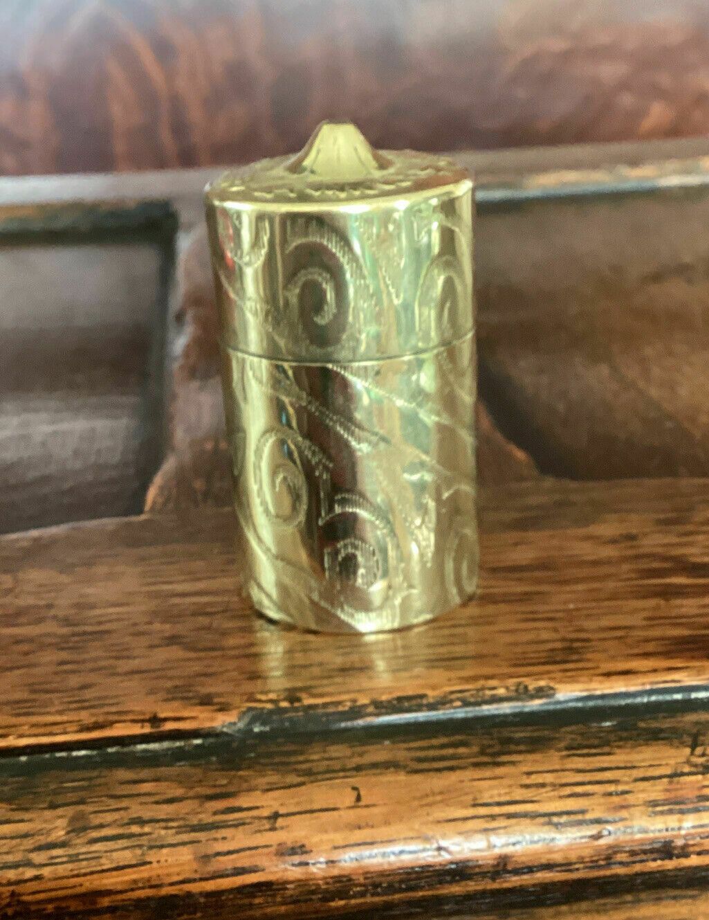 Brass Prince Albert’s Safety Box Vesta Case. 100 Patent Vesta Lights. 2.25” Tall photo Home Decor