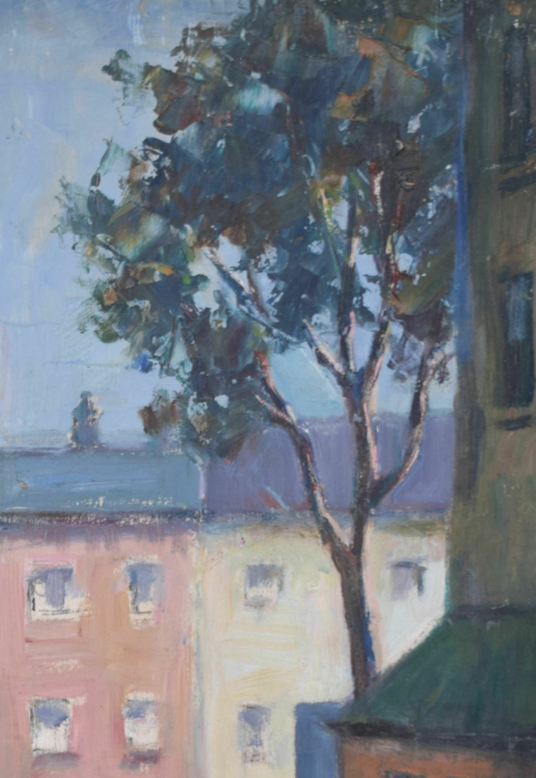 French Street Scene Mid 20th Century Oil Painting By Angela Stones photo Art