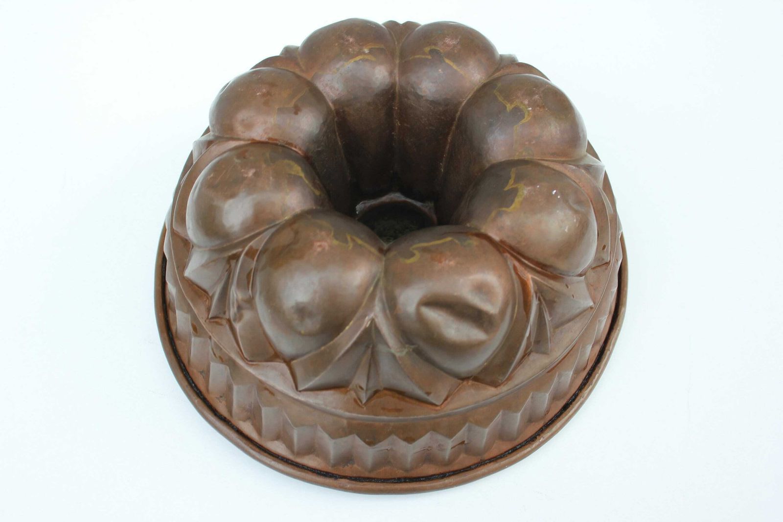 Jello Cake Mold Heavy Copper Baking Pan Ornate Detail Original Patina Dessert Mold Food Photo Prop