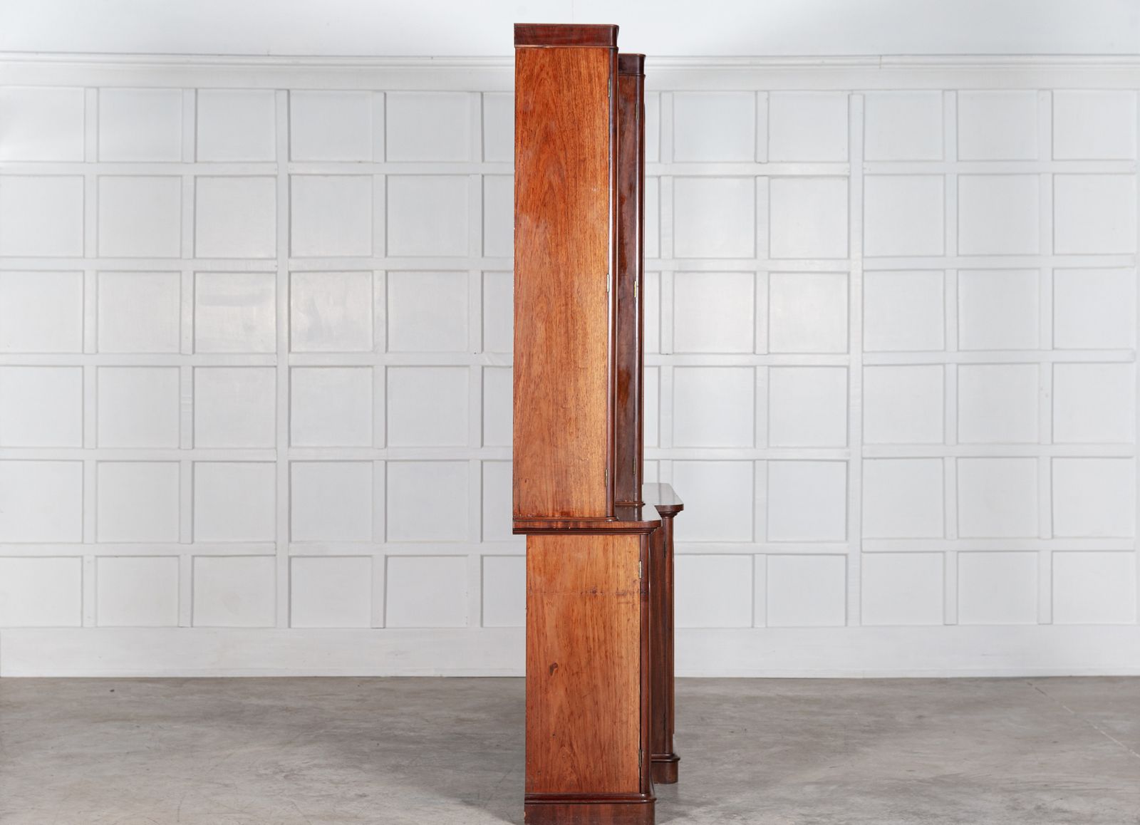photo for sale Large 19thc English Mahogany Glazed Breakfront Bookcase