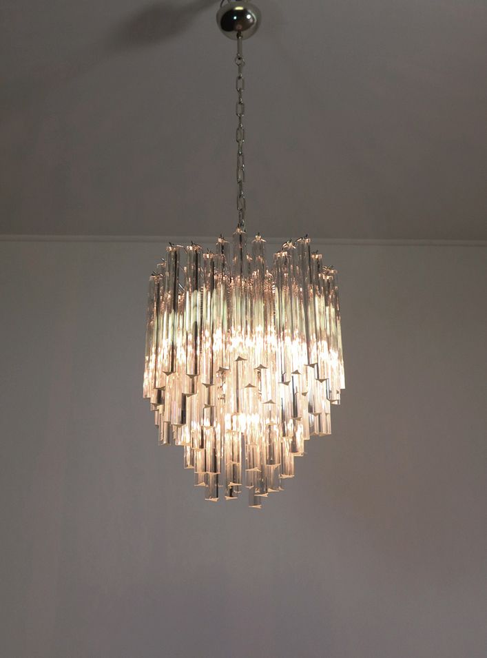 Vintage Murano Chandelier – 92 Trasparent Prism Triedri photo Lighting