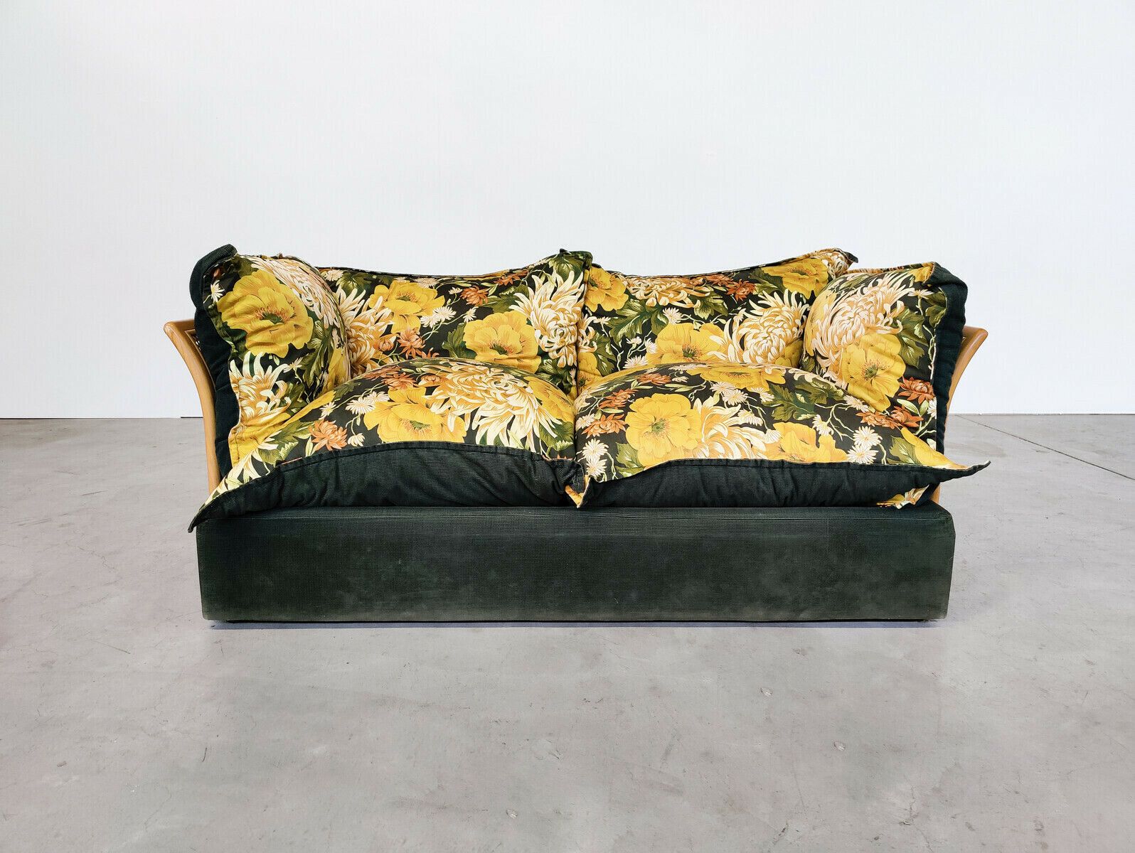 Mid Century Modern Floral Sofa In Rattan photo furniture