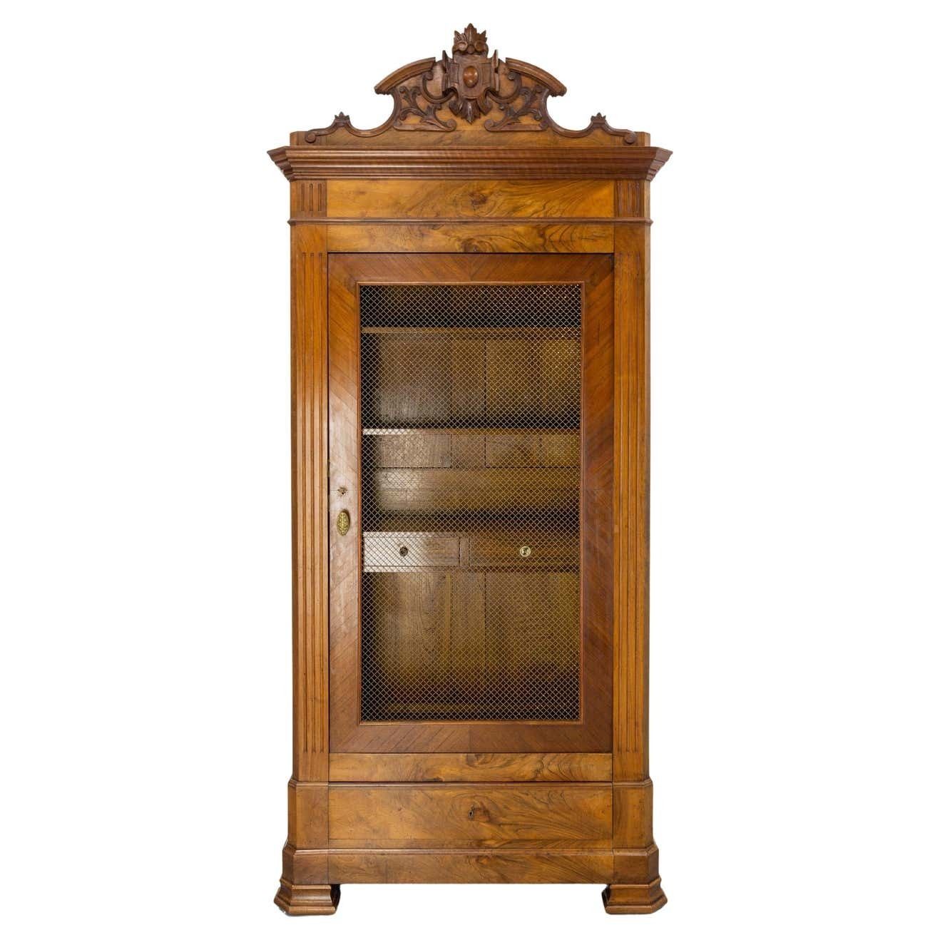 French Louis Philippe Walnut Library Book Armoire With Secret Drawer, Circa 1840