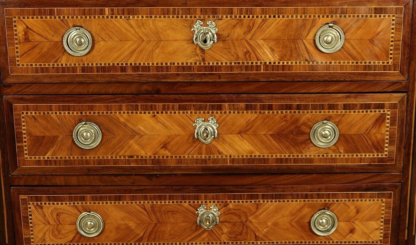 Small Commode In Precious Wood Marquetry, Stamped Cm. Magnien, Louis XVI Period – 18th Century photo buy