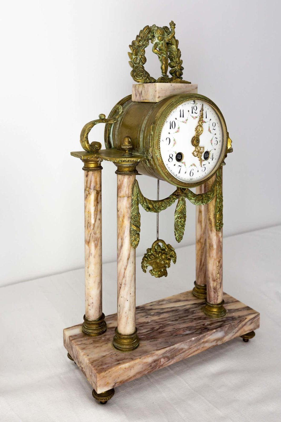 Antique French Bronze And Marble Mantel Set Clock Cherub Putti Napoleon III photo 1163.0