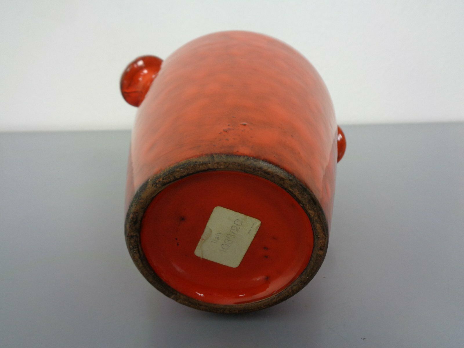 photo furniture Italian Orange Ceramic Studio Vase With Handle, 1970s