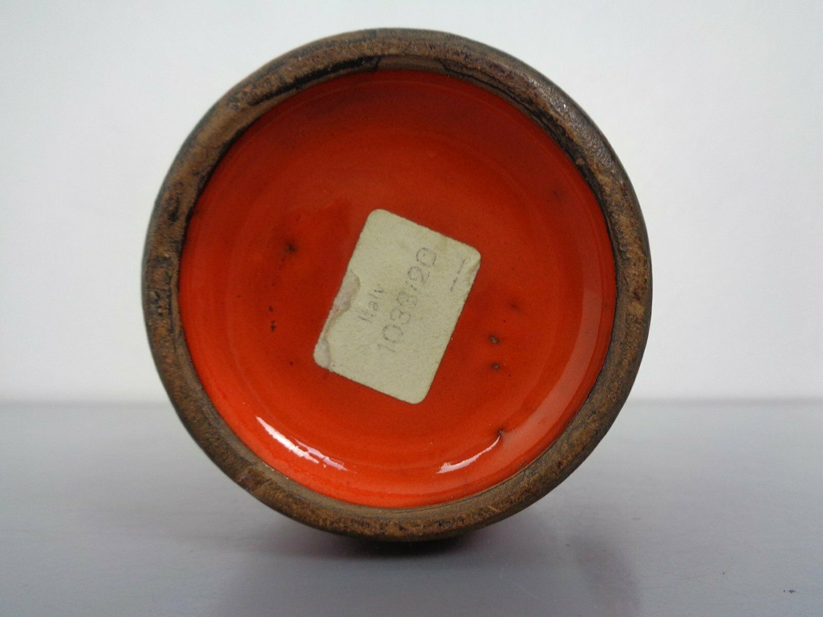 photo for sale Italian Orange Ceramic Studio Vase With Handle, 1970s
