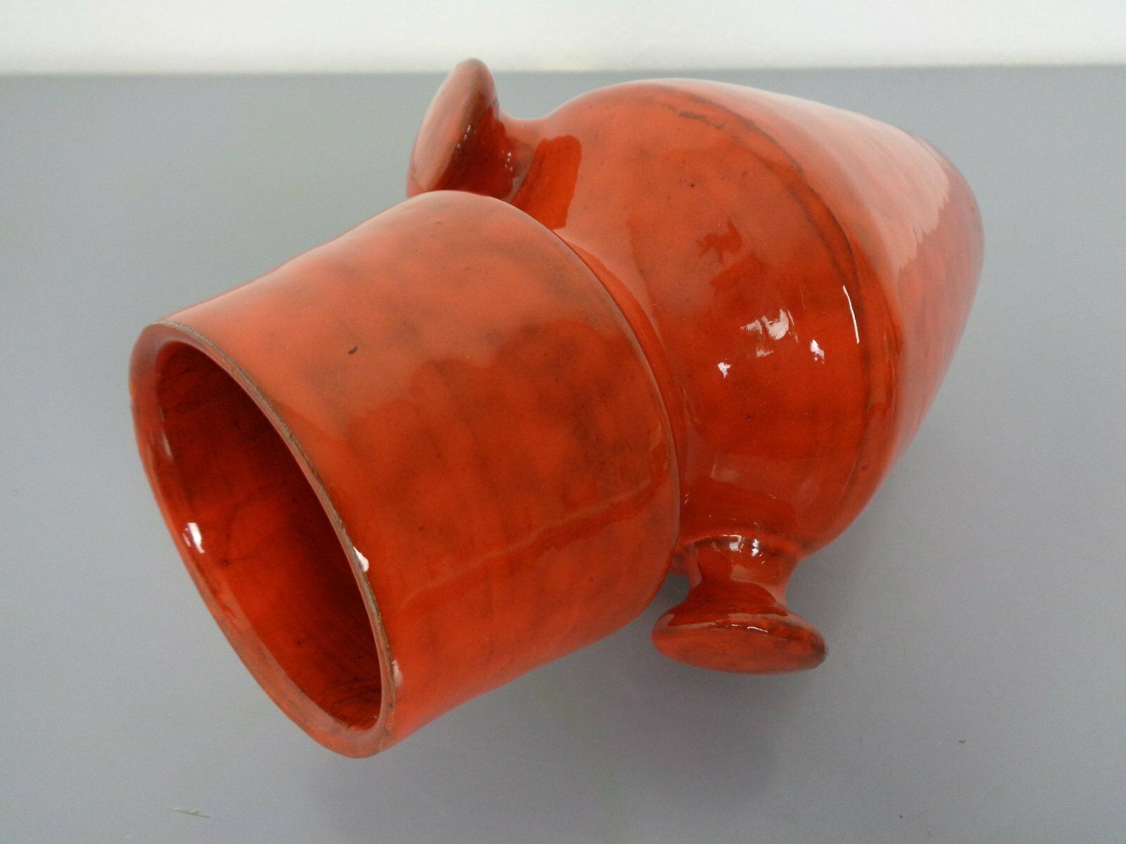 photo vinterior Italian Orange Ceramic Studio Vase With Handle, 1970s