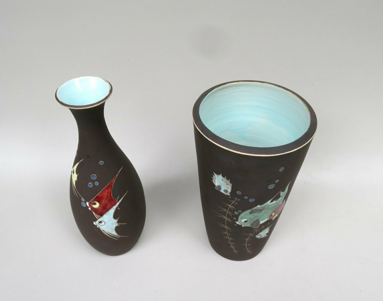 Flower Vases "Gazelles" And "Fishes" From Kiechle Ceramics 1950s Set Of 3 photo for sale