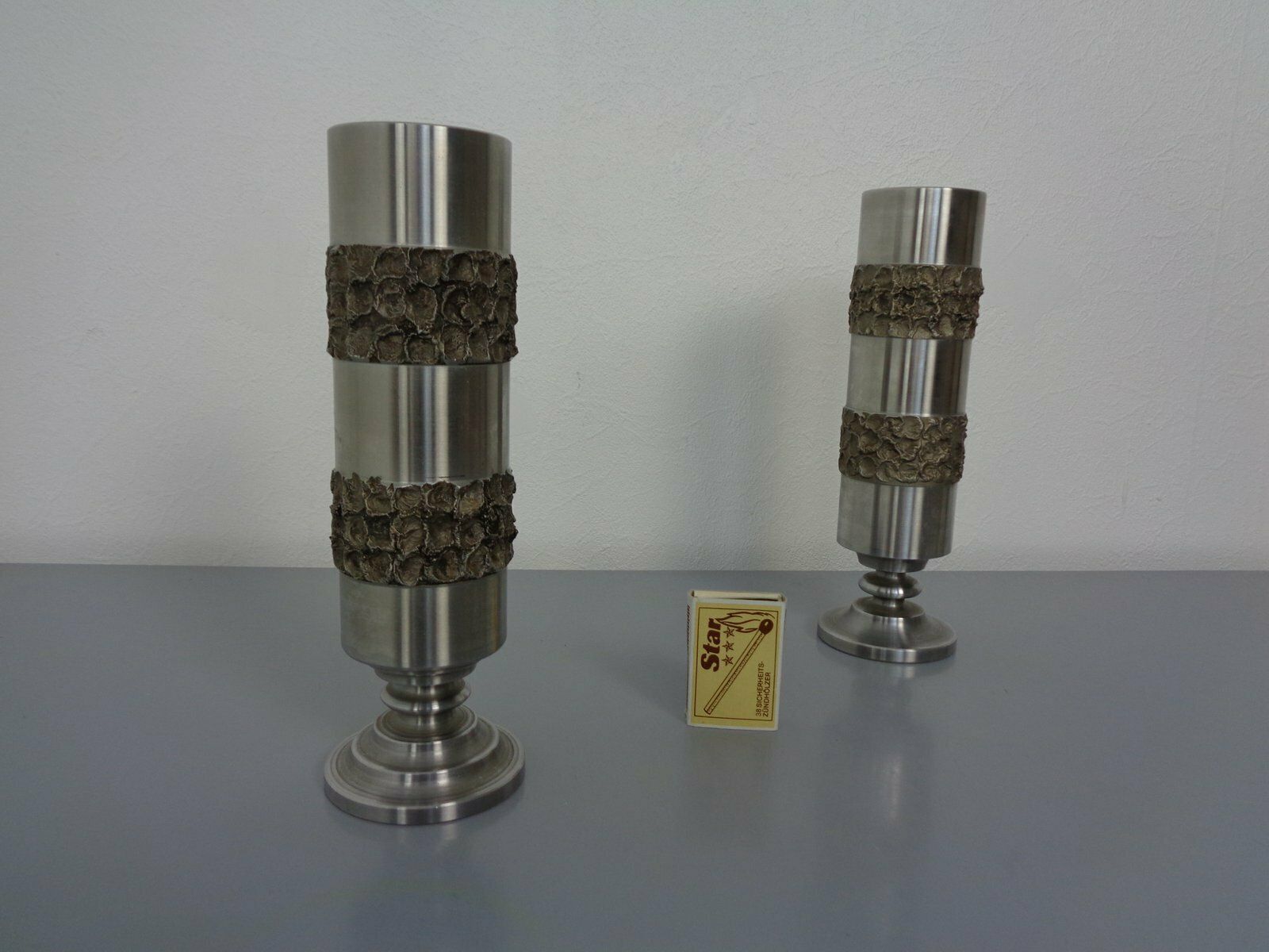 Brutalist German Vases In Stainless Steel, 1960s, Set Of 2 photo furniture