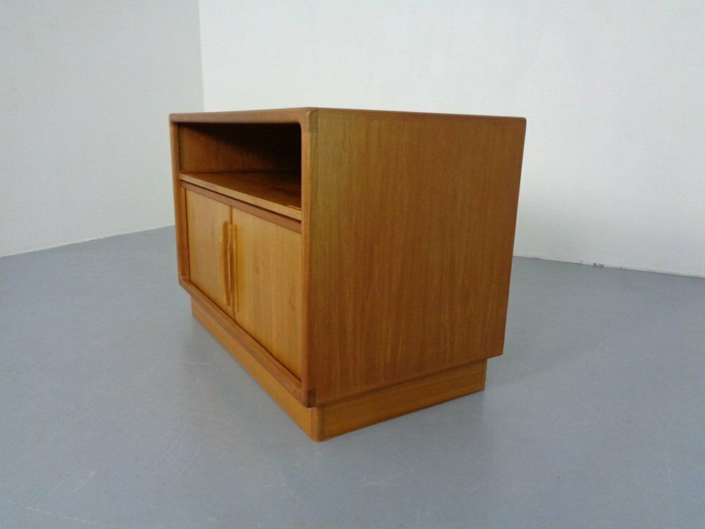 Small Teak Tambour Media Sideboard From Dyrlund, 1970s photo vinterior