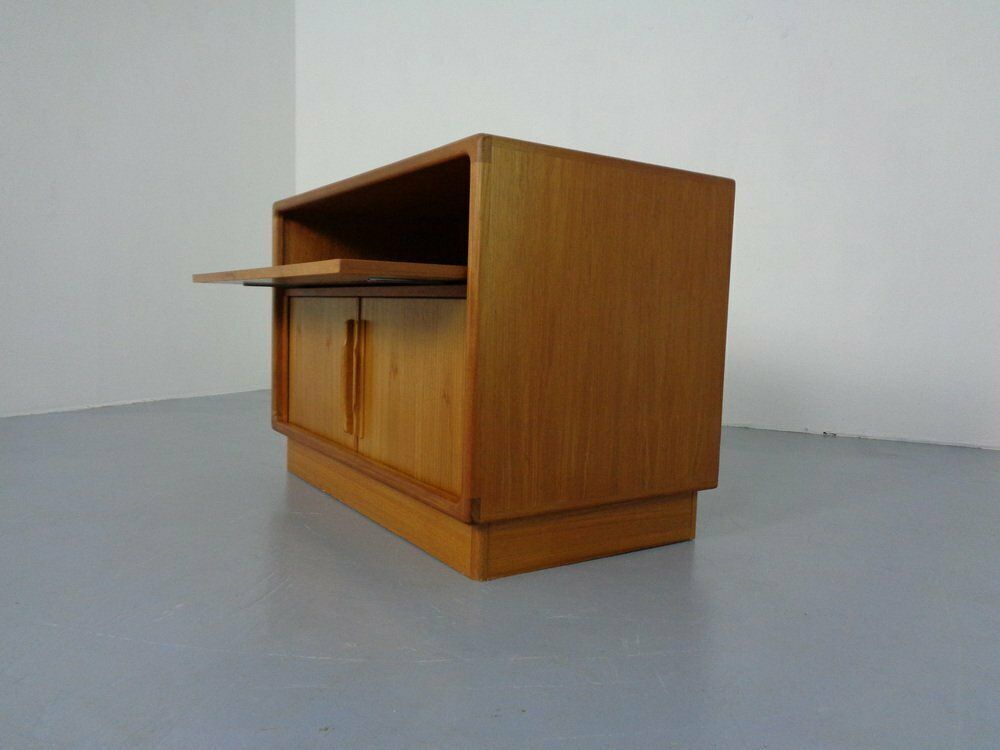 Small Teak Tambour Media Sideboard From Dyrlund, 1970s photo buy