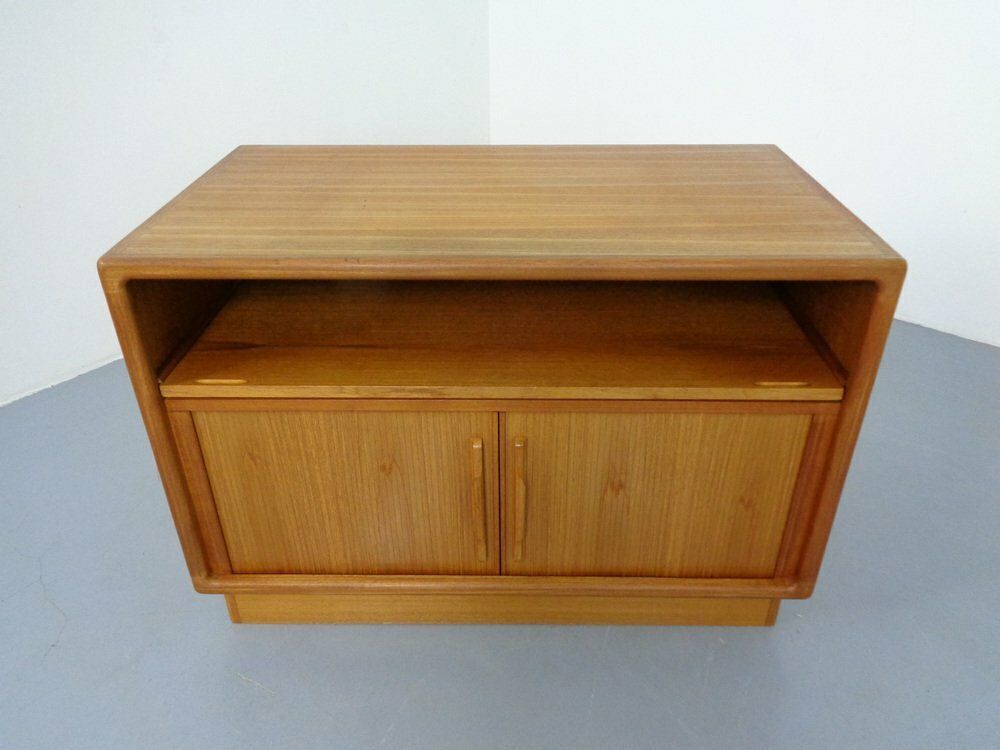 Small Teak Tambour Media Sideboard From Dyrlund, 1970s photo vintage