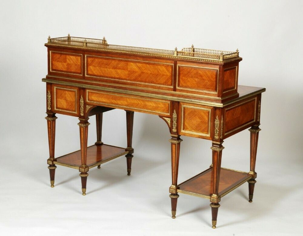Important Antique French Kingwood Desk By Jean Werner photo for sale