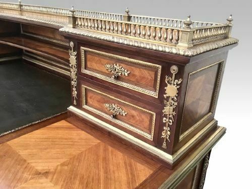 Important Antique French Kingwood Desk By Jean Werner photo vinterior