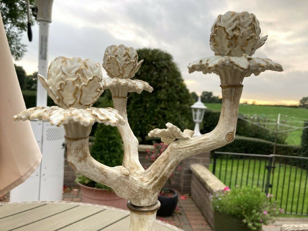 Fabulous Pair Of Antique Royal Worcester Hadley Porcelain Candelabra photo vinterior