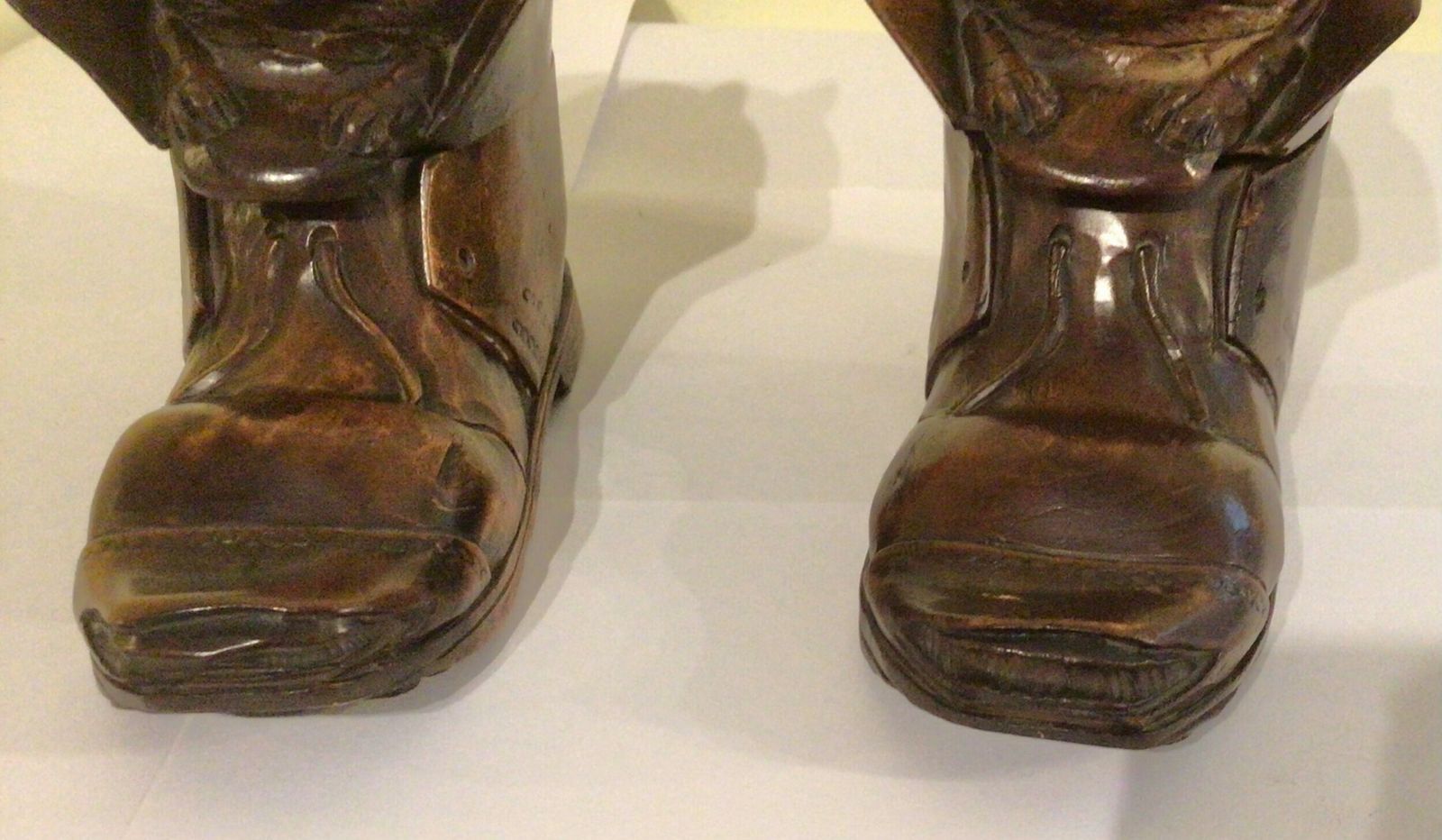 Pair Of Antique Black Forest Cat In Boot Inkwells photo buy