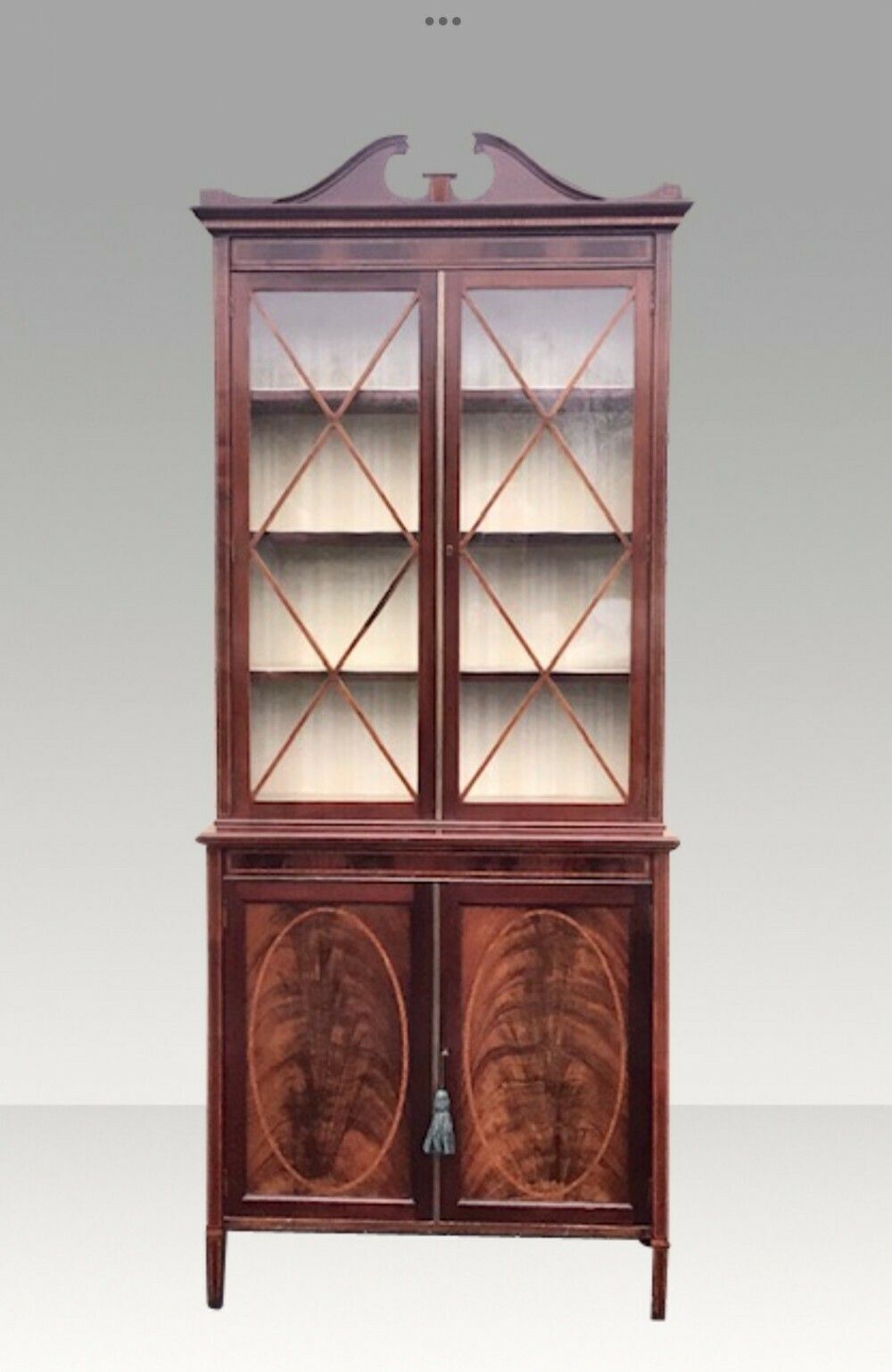 Antique Inlaid Mahogany Cabinet,Bookcase