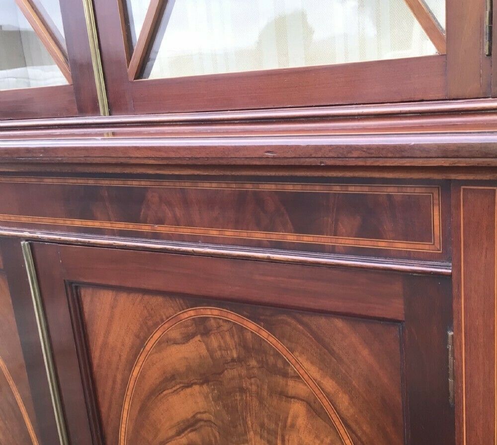 Antique Inlaid Mahogany Cabinet,Bookcase photo vintage