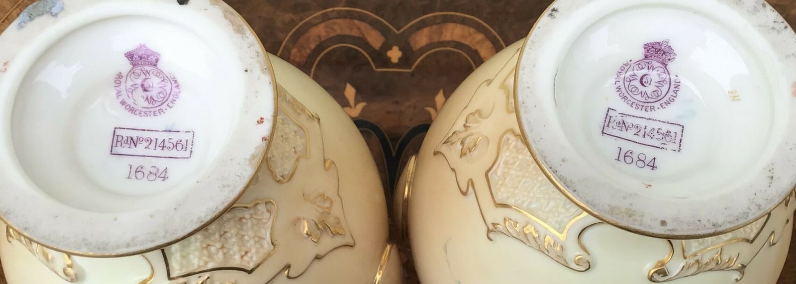 Pair Of Antique Royal Worcester Blush Ivory Vases photo 975.0