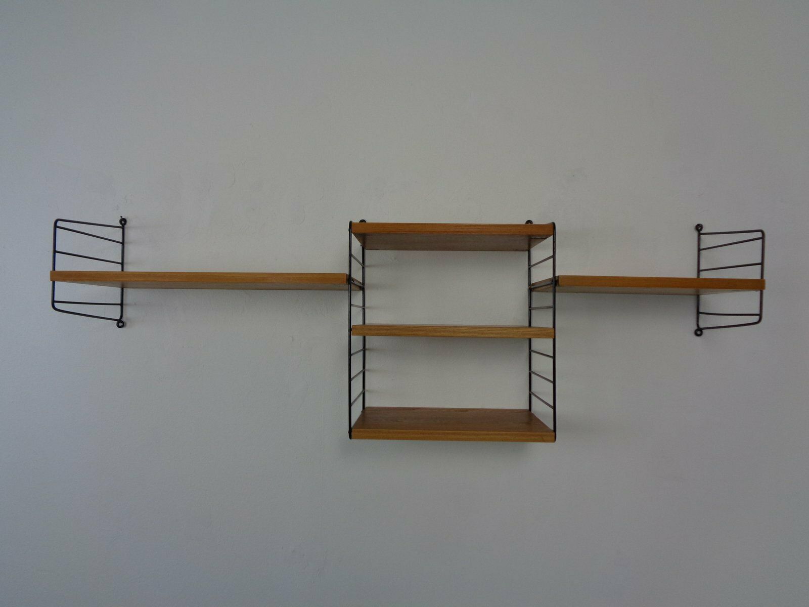 Swedish Ash And Metal Wall Unit By Kajsa & Nils Nisse Strinning For String, 1950s, Set Of 9 photo Furniture