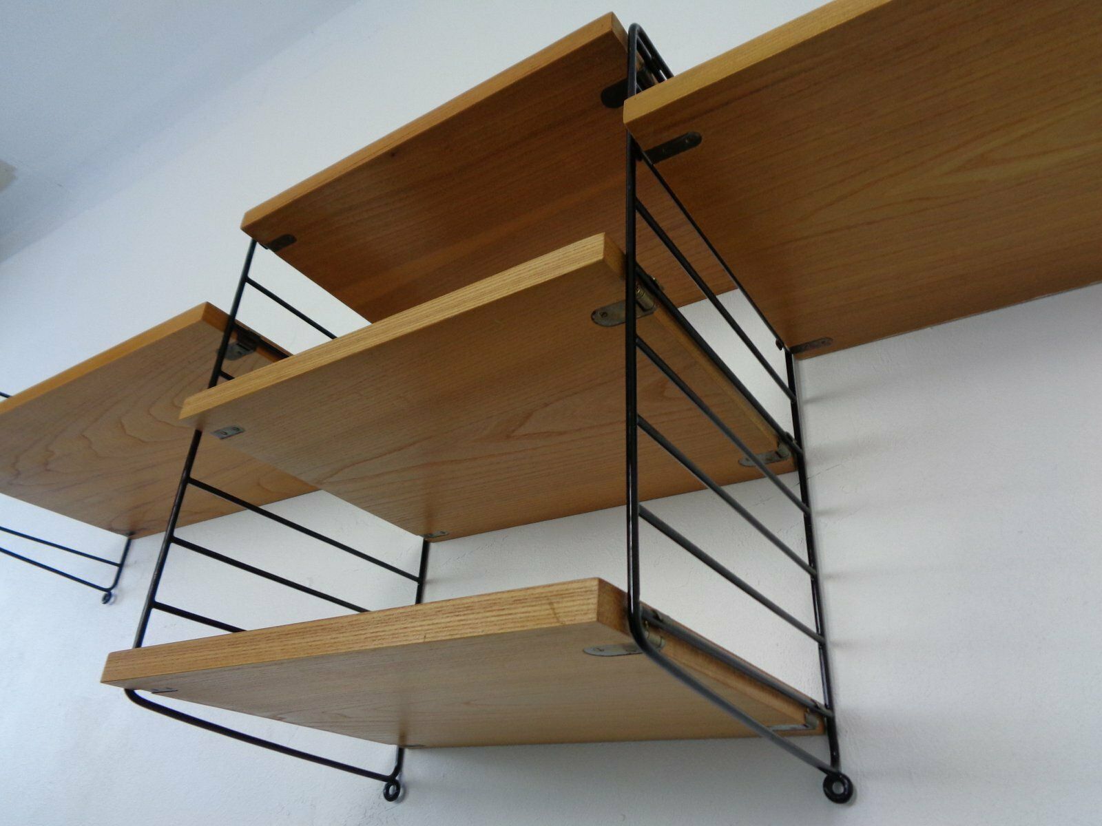 photo furniture Swedish Ash And Metal Wall Unit By Kajsa & Nils Nisse Strinning For String, 1950s, Set Of 9