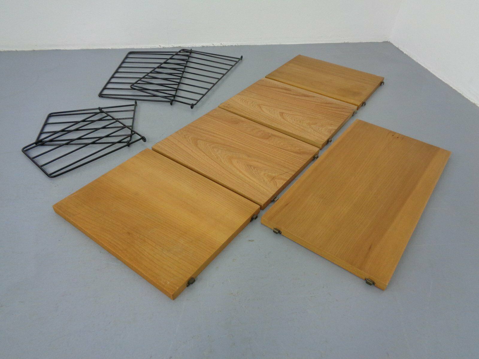 photo buy Swedish Ash And Metal Wall Unit By Kajsa & Nils Nisse Strinning For String, 1950s, Set Of 9