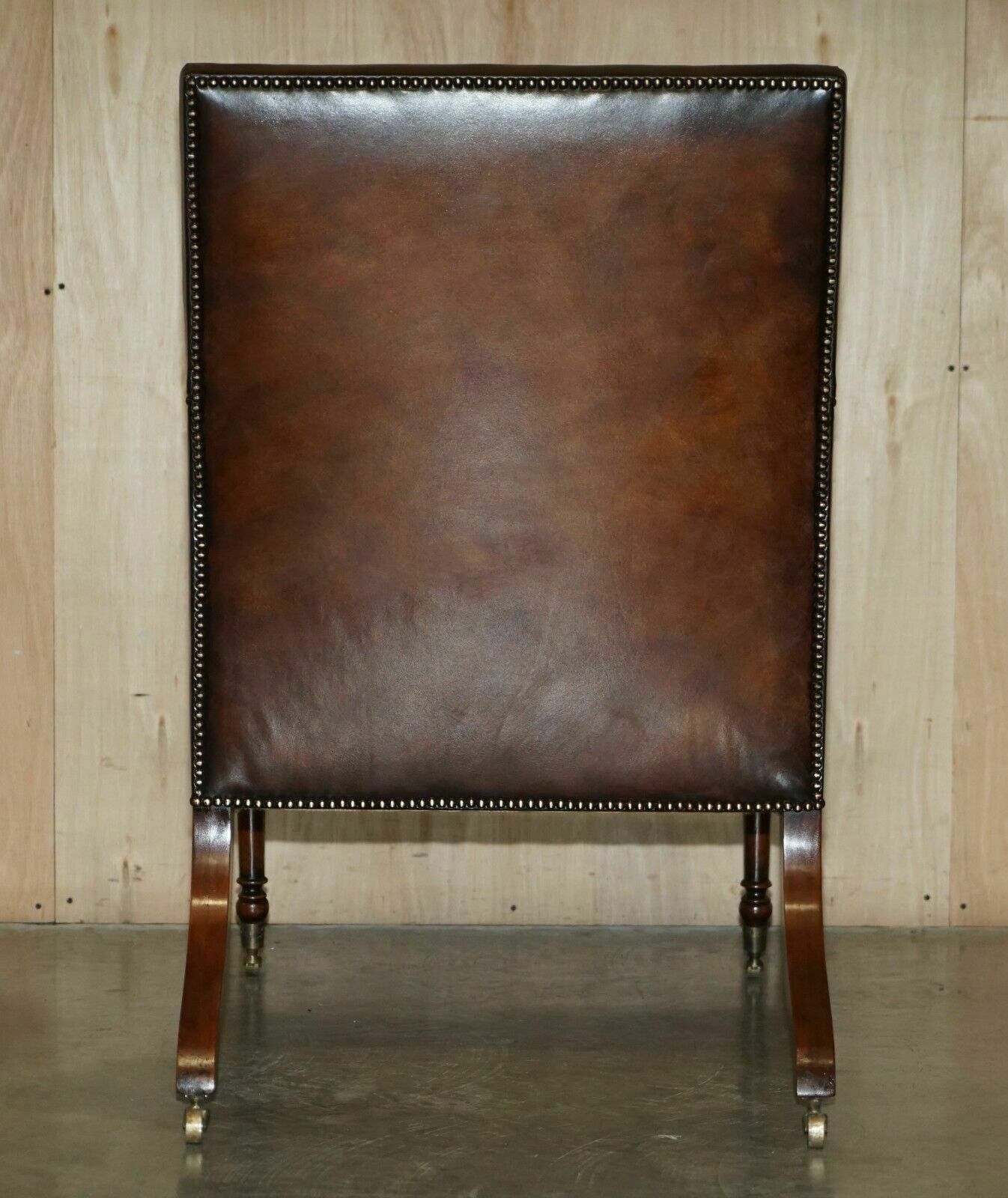 photo buy Fully Restored Antique George III Circa 1780 Brown Leather Chesterfield Armchair